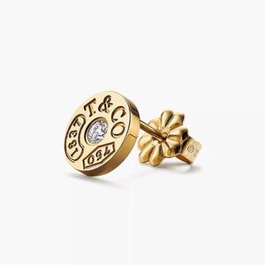 Tiffany 1837 Circle Diamond 18k Yellow Gold Earrings Studs
